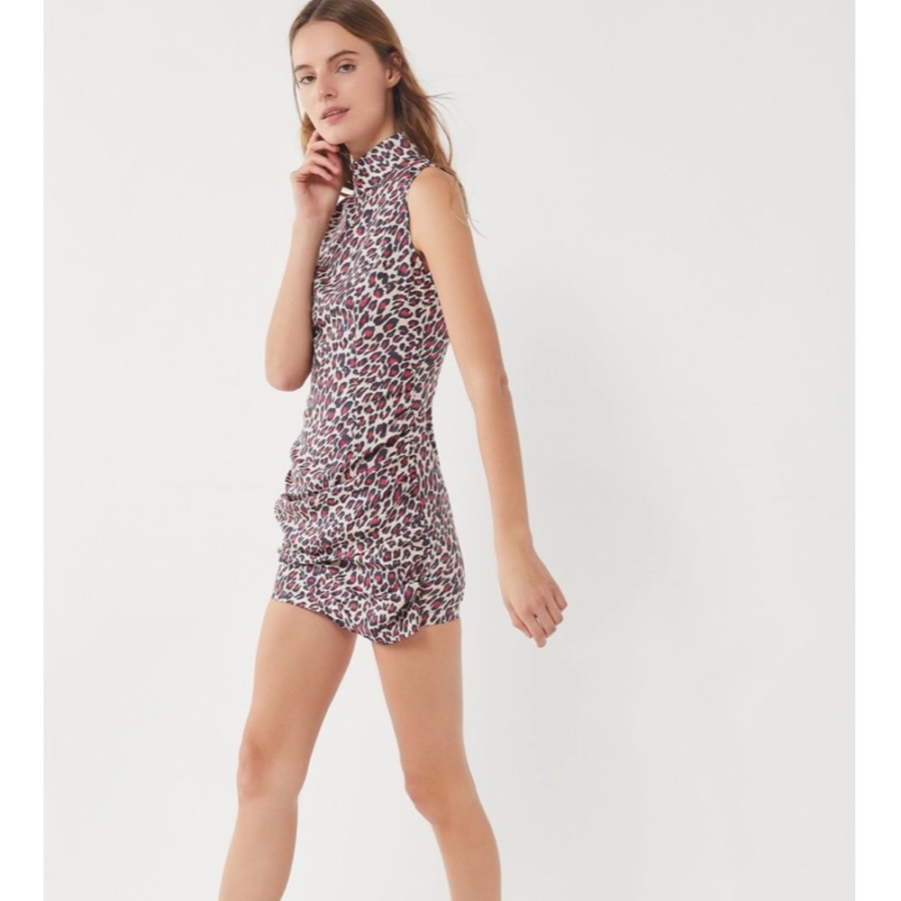 LIONESS leopard ruched mini dress NEW with tags!